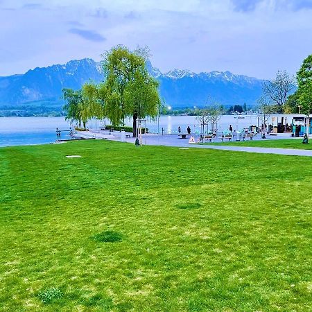 Schoene Ferienwohnung Mit Seeblick Thun Buitenkant foto